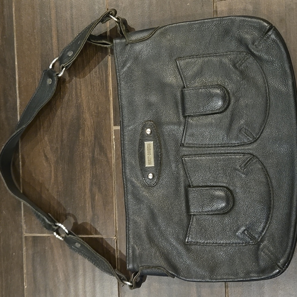 HARLEY-DAVIDSON Black Leather Shoulder Bag - Picture 1 of 4